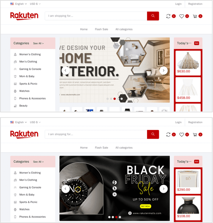 Screenshot of fake Rakuten shop