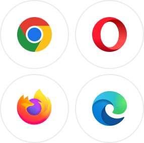 Apps and Extensions icons showing Chrome, Opera, Firefox, and Microsoft Edge